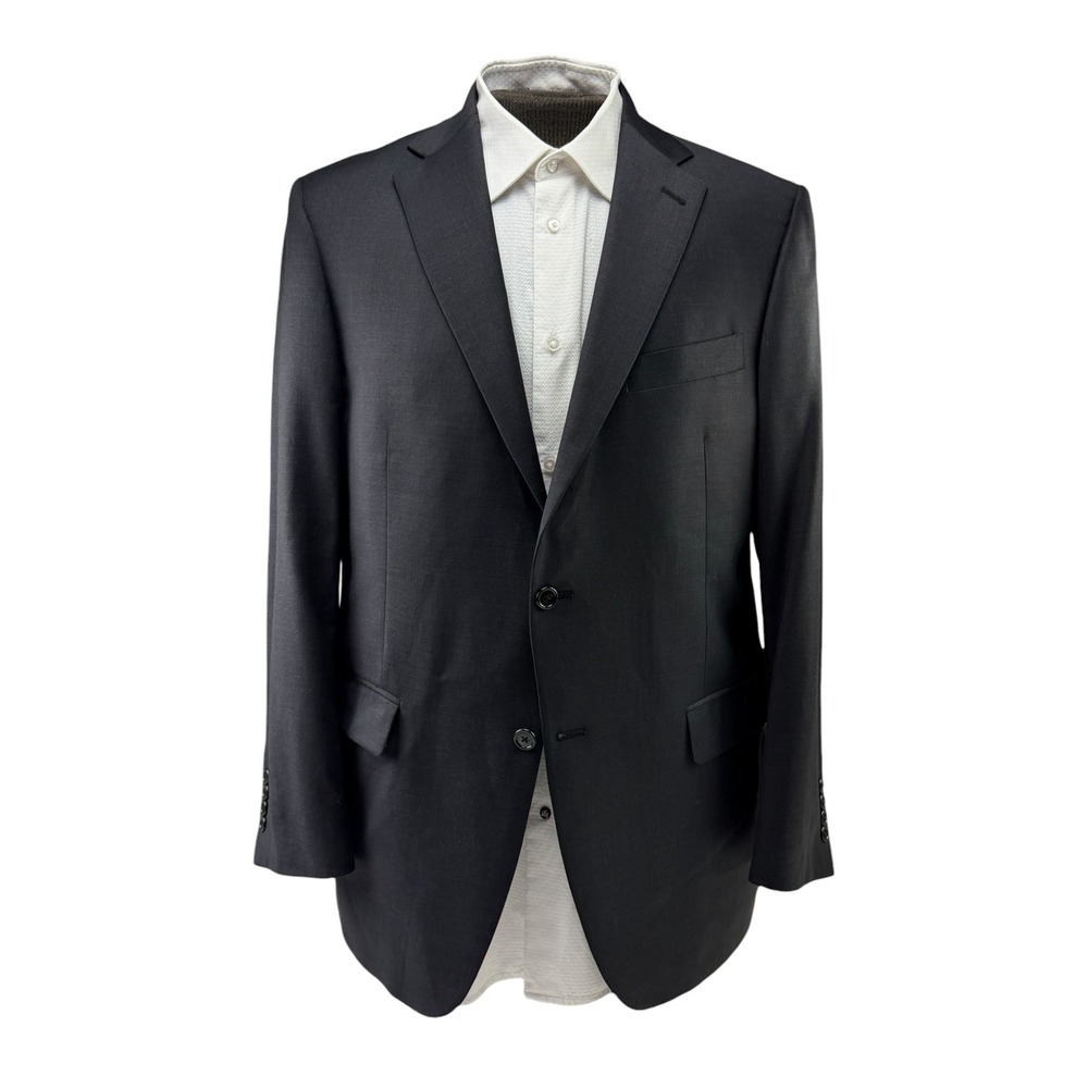 Hart Schaffner Marx Mens 42R Black 2 Button Wool Suit Jacket Blazer Made in USA
